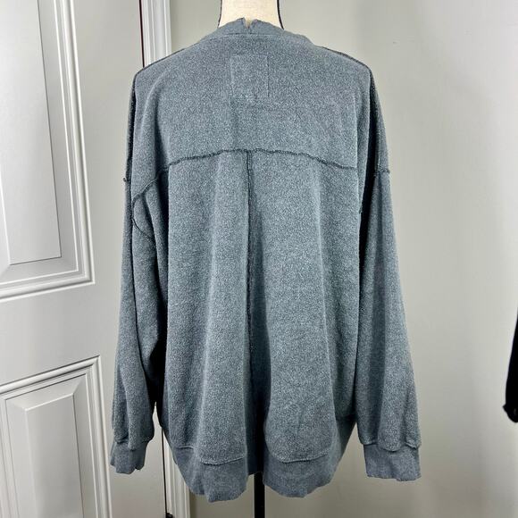 Aerie The Happiest Oversized Crew Sweatshirt Dark Grey - Picture 4 of 8